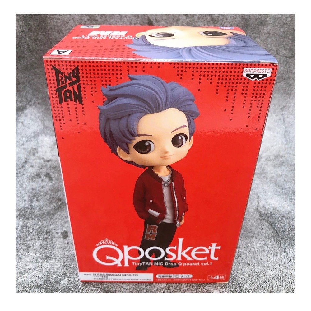 Banpresto TinyTAN MIC Drop Q posket RM Figure BTS  Red Jacket Lavender Hair